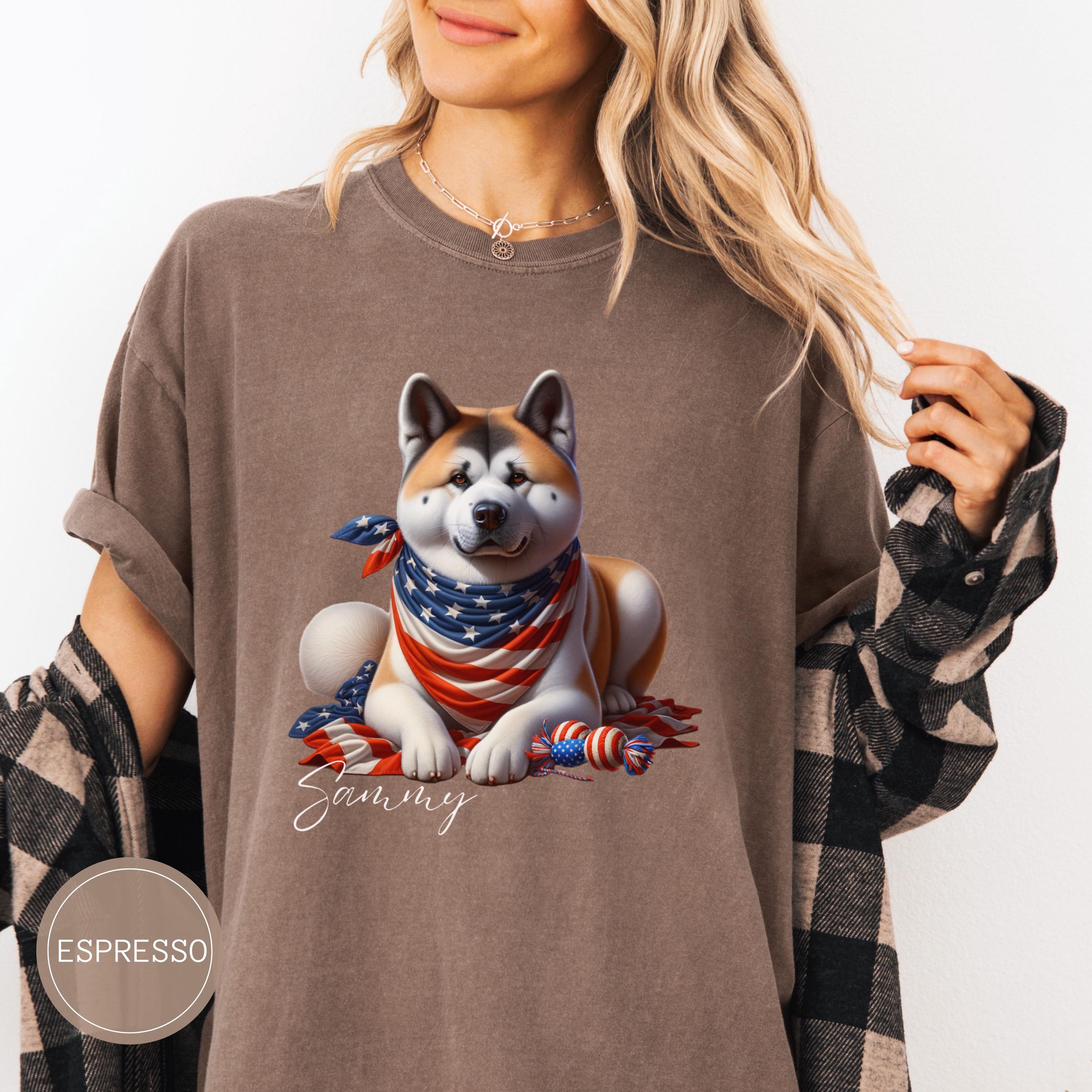 90s SCREEN STARS Akita 秋田犬 Tシャツ USA製 dog Custom Akita Dog 4th of July Dog Shirt, Fourth of July Tshirt