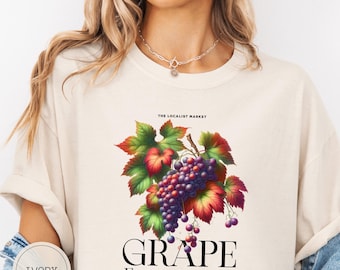 Trendy Summer Fruit TShirt, Grape Farmers Market TShirt, Retro Vintage Wine Lover Shirt, Grape Tee For Food Lover Gift, Wine Lover Gift