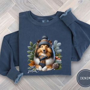 Benutzerdefinierte Sheltie Sheltie Hund Weihnachten Sweatshirt, Komfort Farben Sheltie Hund Weihnachtshemd, personalisierte Hundemutter Liebhaber Pullover