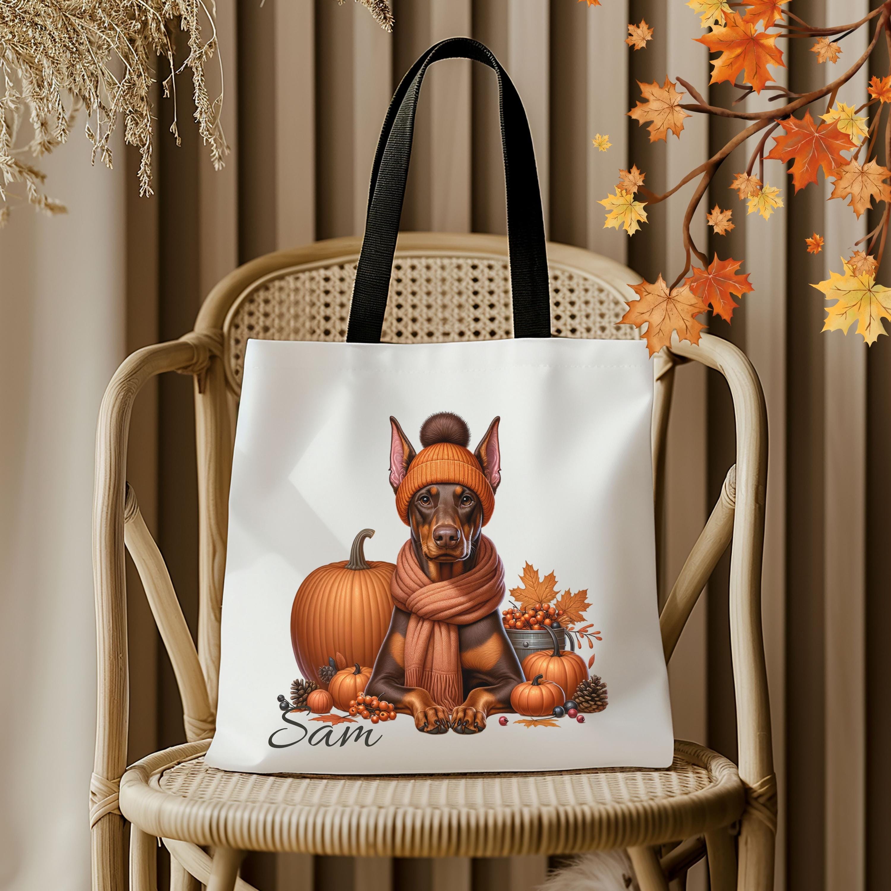Red Doberman Dog Tote Bag, Custom Dog Tote Bag, Personalized Dog