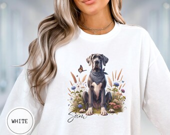 Custom Great Dane Dog Sweatshirt, Comfort Colors Custom Dog Shirt Vintage, Cute Dog Mom Gift, Personalized Dog Lover Gift, Great Dane Shirt