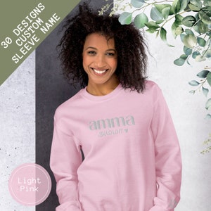 Custom Mama Embroidered Sweatshirt, Personalized Mom Hoodie With Kids Names Sleeve, New Mom Gift, Custom Embroidery Mama, Indian Mother Amma