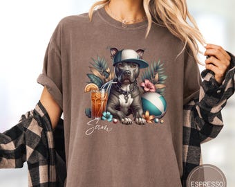 Custom American Pit Bull Terrier Pittie Dog Sweatshirt, Comfort Colors Custom Dog Shirt Vintage, Cute Dog Mom Gift, Personalized Dog Lover