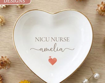 Personalized NICU Nurse Ring Dish, Custom Neonatal Intensive Care Unit Gift for Her, RN Jewelry Tray, Graduation Christmas Keepsake Gift