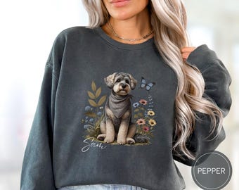 Custom Schnoodle Dog Sweatshirt, Comfort Colors Custom Dog Shirt Vintage, Cute Dog Mom Gift, Personalized Dog Lover Gift, Schnoodle Shirt