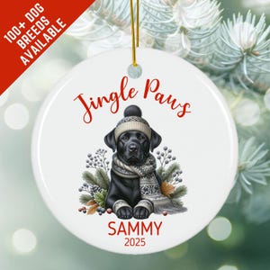 Personalized Black Labrador Ornament, Dog Christmas Ornament, Custom Dog Name Ornament, Dogs First Christmas For Black Lab Dog Lovers