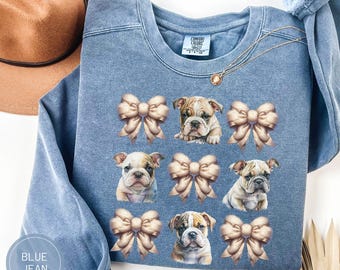 English Bulldog Sweatshirt, Comfort Colors Bulldog Shirt, Coquette Dog Mom Gift, Bulldog Sweater, Bulldog Dad Tshirt, Bulldog Lover Gifts