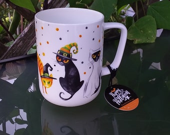 NEW  Halloween Fancy Cats Parede  Mug  Bone China  made by Portobello by Design Vintage