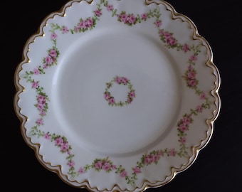 Antique Bone China Plate 1900s. made by Theodore Haviland Limoges France