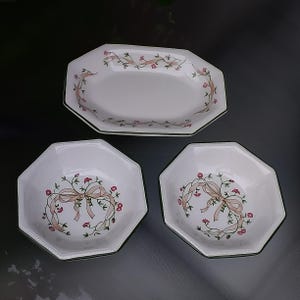Eternal Beau Pattern Sandvich Plate and 2Serial/Fruit  Bowl by Johnson Bros. England NEW