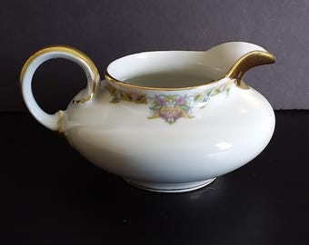 Jarra para crema antigua W. Guerin France Limoges 1891-1932 Porcelana fina dorada