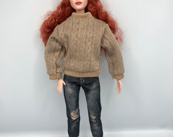4pc casual dolls clothes. Dolls jumper dolls trainers dolls jeggings and hat. Full outfit