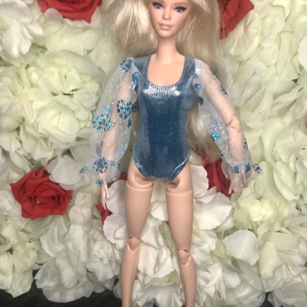 1 pièce poupées bleues beaux bodys très beaux et coupe scintillante poupée normale 30 cm manches bouffantes