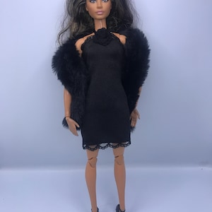 3pc 12inch dolls dress. black party dress. Cocktail dress for dolls. Dolls clothes dolls dress poppy Parker fashion royalty