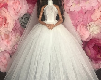 Abito Da Ballo Per Bambole Curvy. Abito Da Sposa Da 12 Pollici Con - Foto 13