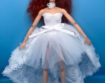 5pc dolls prom dress. 12inch doll dress wedding dress with hair clip dolls gown dolls clothes poppy Parker fashion royalty dolls