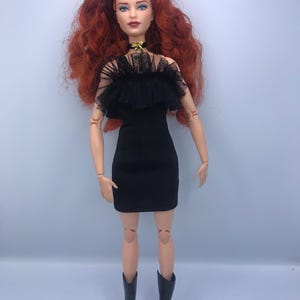 3pc 12inch dolls dress. black party dress. Cocktail dress for dolls. Dolls clothes dolls dress poppy Parker fashion royalty