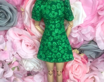 beautiful green puff sleeve summer mini dresses for dolls with shoes