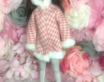 Dolls winter fur collar coat. Winter wear for dolls and stockings