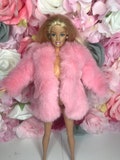 pink soft faux fur winter dolls coat jacket. Fits a 12inch doll poppy Parker fashion royalty this coat is super soft to touch curvy doll