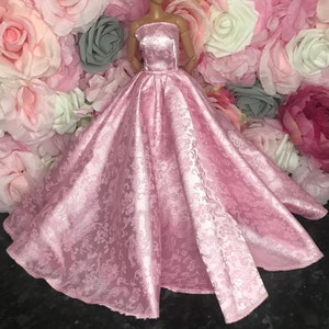 Beautiful pink dolls gown wedding gown prom dress bridal dress evening gown ballgown 30cm dress dolls clothes