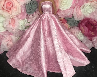 Beautiful pink dolls gown wedding gown prom dress bridal dress evening gown ballgown 30cm dress dolls clothes