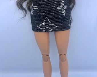 Dolls short pattern black jean skirt . Dolls skirt dolls fashion skirt with shoes