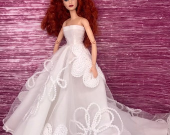 Off the shoulder dolls prom dress. 12inch doll dress wedding dress dolls gown dolls clothes poppy Parker fashion royalty dolls