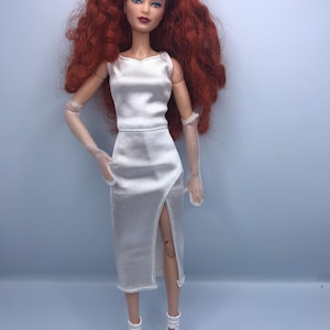 3pc 12inch dolls dress. White party dress. Cocktail dress for dolls. Dolls clothes dolls dress poppy Parker fashion royalty