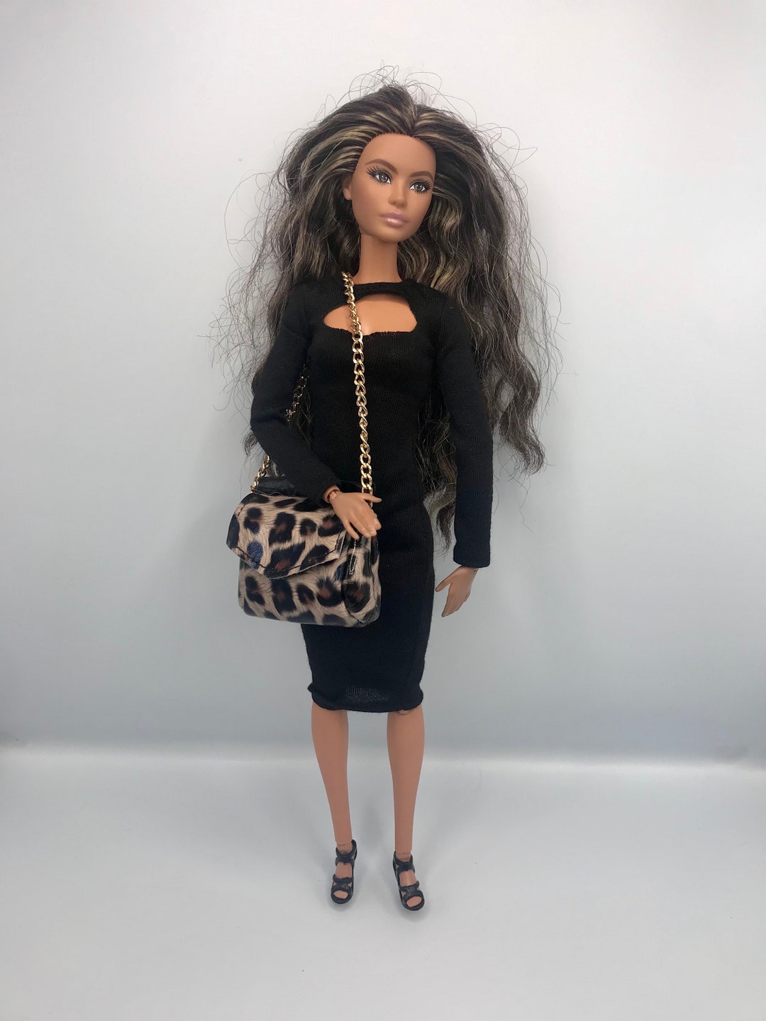 Leopard Print Dolls Handbags Dolls Purse Dolls Accessories BAG Opens ...