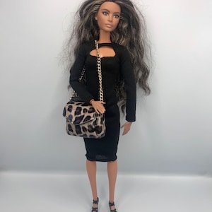 Leopard Druck Puppenhandtaschen Puppen Geldbörse Puppen Zubehör BAG öffnet Puppen Zubehör