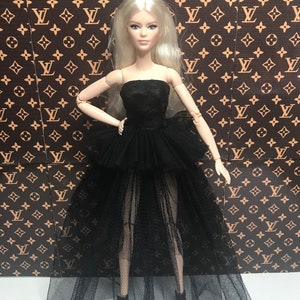 12inch dolls dress. black party dress. Cocktail dress for dolls. Dolls clothes dolls dress poppy Parker fashion royalty