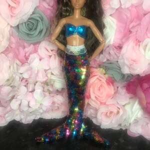 Multi colour dolls mermaid outfit sequins very pretty for dolls dressing up mermaid