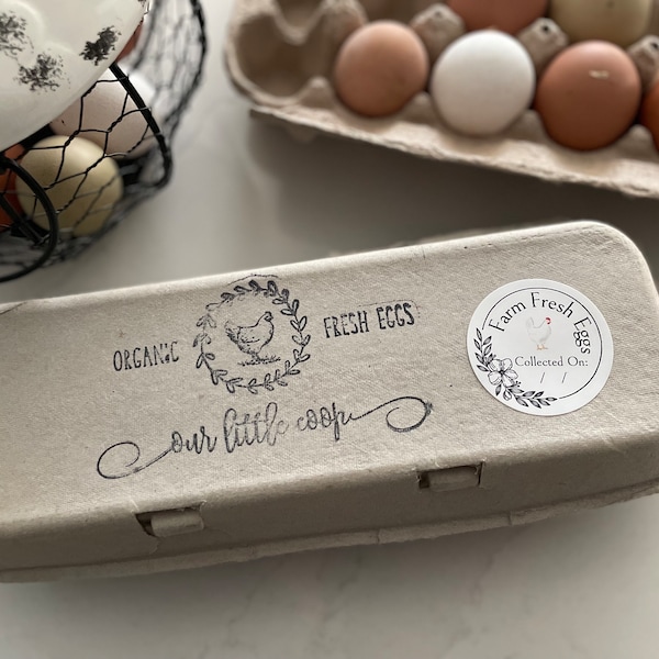 Egg Carton Stickers Digital - Collected On Egg Carton Labels | Farm Fresh Egg Date Stickers | Farm Labels for Collected Eggs