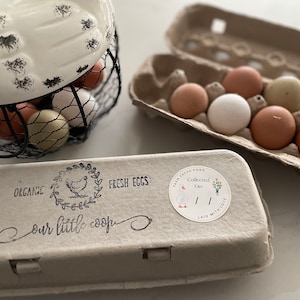 Pegatinas digitales de cartón de huevos de pato - Recolectadas en etiquetas de cartón de huevos / Etiquetas frescas de Duck Farm para huevos recolectados