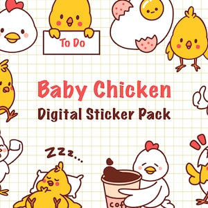 Cute Digital Chicken Sticker Pack