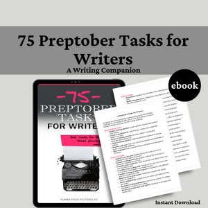 Printable NaNoWriMo Preptober eBook, 75 Preptober Tasks for Writers, NaNoWriMo Preptober Workbook PDF, NaNoWriMo Preptober Checklist Ideas