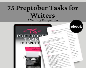 Printable NaNoWriMo Preptober eBook, 75 Preptober Tasks for Writers, NaNoWriMo Preptober Workbook PDF, NaNoWriMo Preptober Checklist Ideas