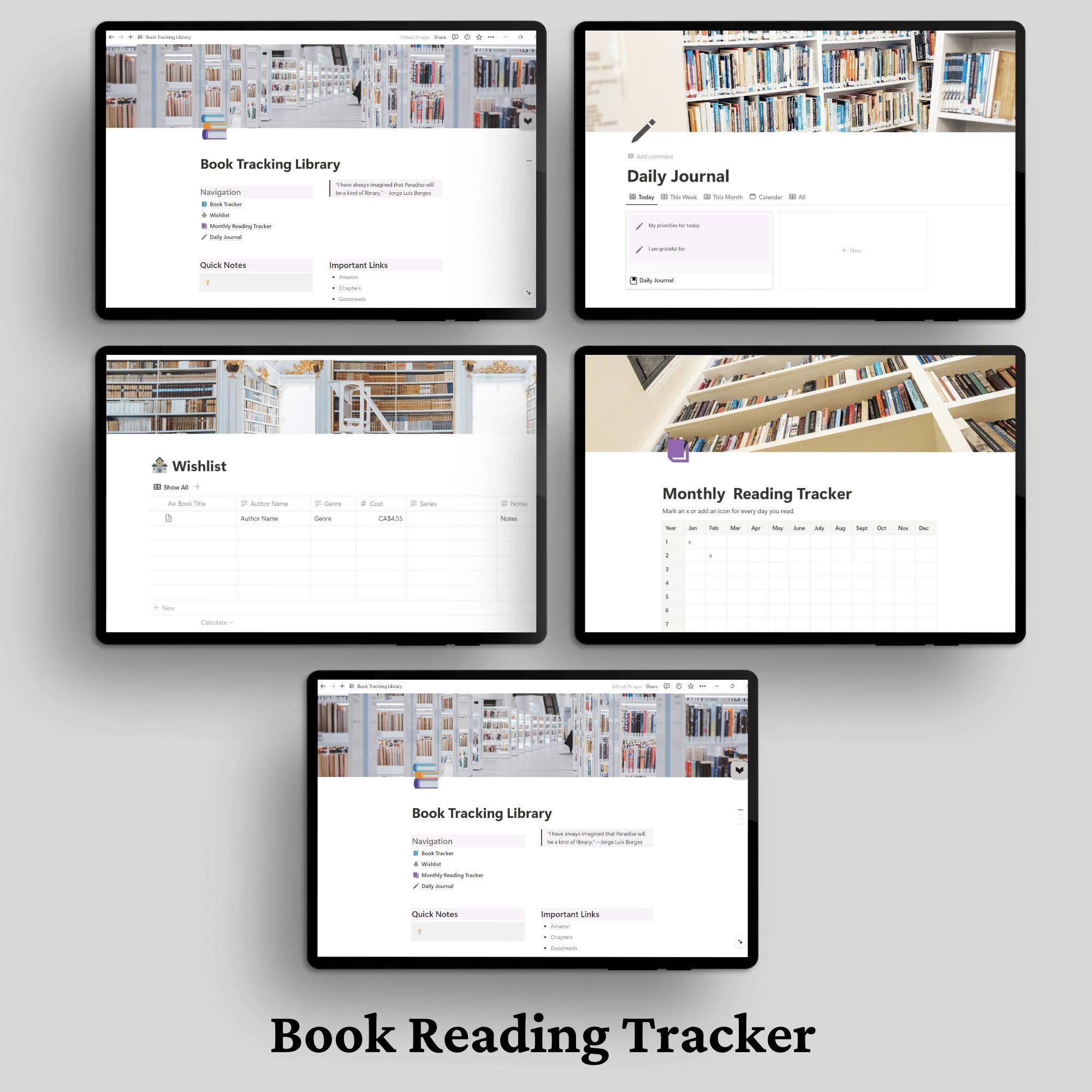 Notion Book Tracker Template: Reading List, Wishlist, Journal ...