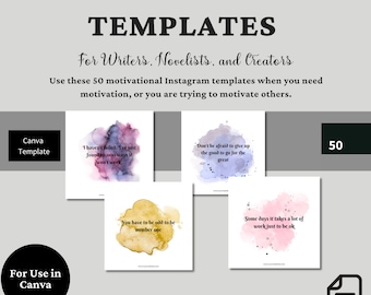 Canva Instagram Templates for Writers, Author Instagram Ideas, Writer Instagram Template, Instagram Canva Templates, Writing Templates, Ink