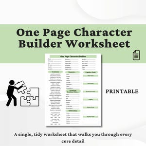 Werkblad Character Builder: één pagina fictie-personagesjabloon (pdf)