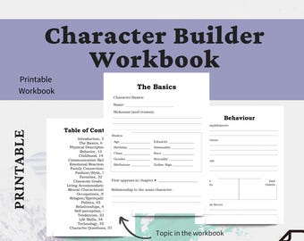 Character Builder Workbook: Creating a Fictional Character (Printable PDF)