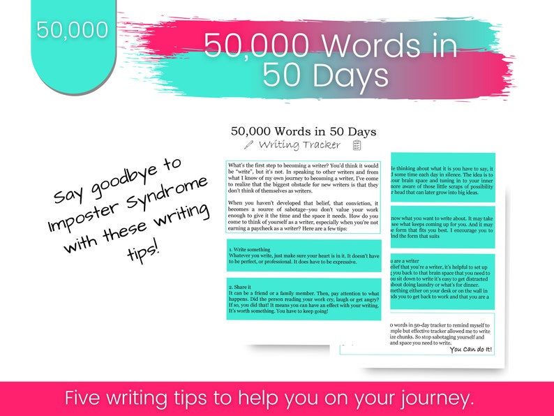 Printable Writing Tracker Novel Writing Word Tracker | Etsy