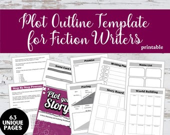 Plot Outline Template for Fiction Writers: Story Planner and Outlining Workbook (PDF Digital Download)