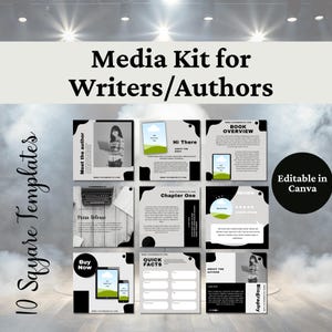 Author Media Kit: vierkante canvassjablonen voor schrijvers (digitale download)