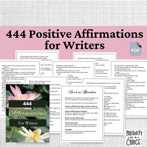 444 Positive Affirmations for Writers: Printable Affirmations (digital download)