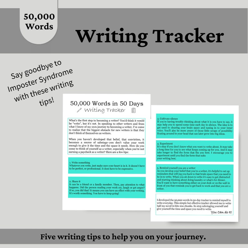 Printable Writing Tracker, Novel Writing Word Tracker, Printable Author Tracker, Printable Goal ...