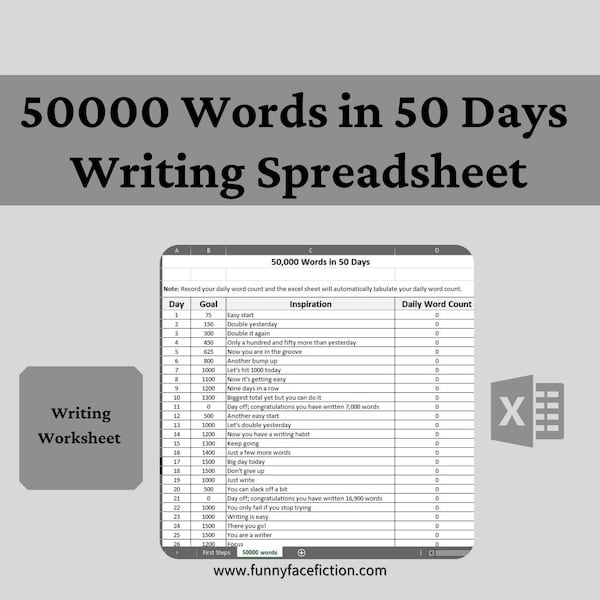 Word Count Tracking Spreadsheet for Writers, Novel Writing Word Tracker, Author Tracker, Novel Planning, Writing Workbook, Book Planning