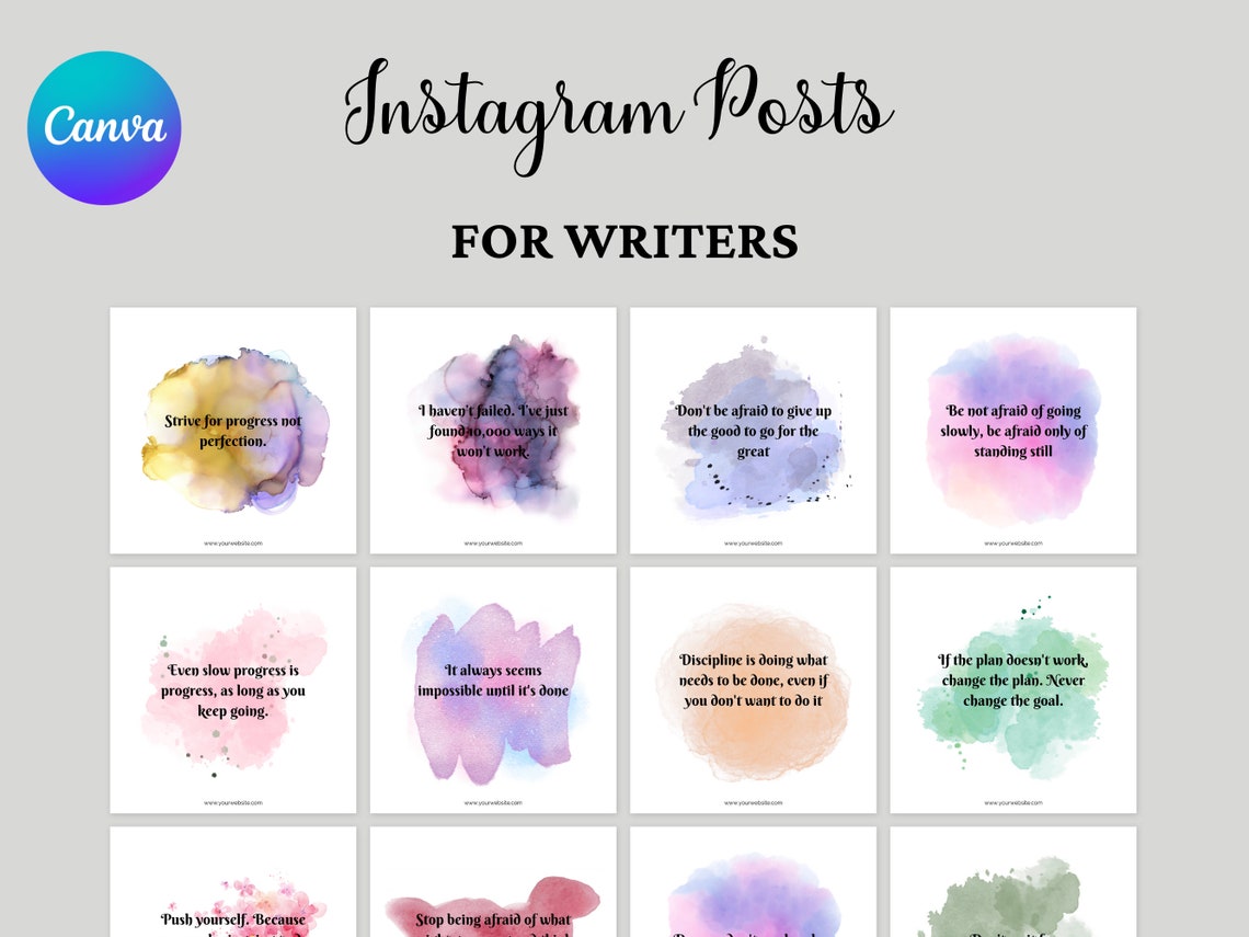 Canva Instagram Templates for Writers Author Instagram Ideas Etsy