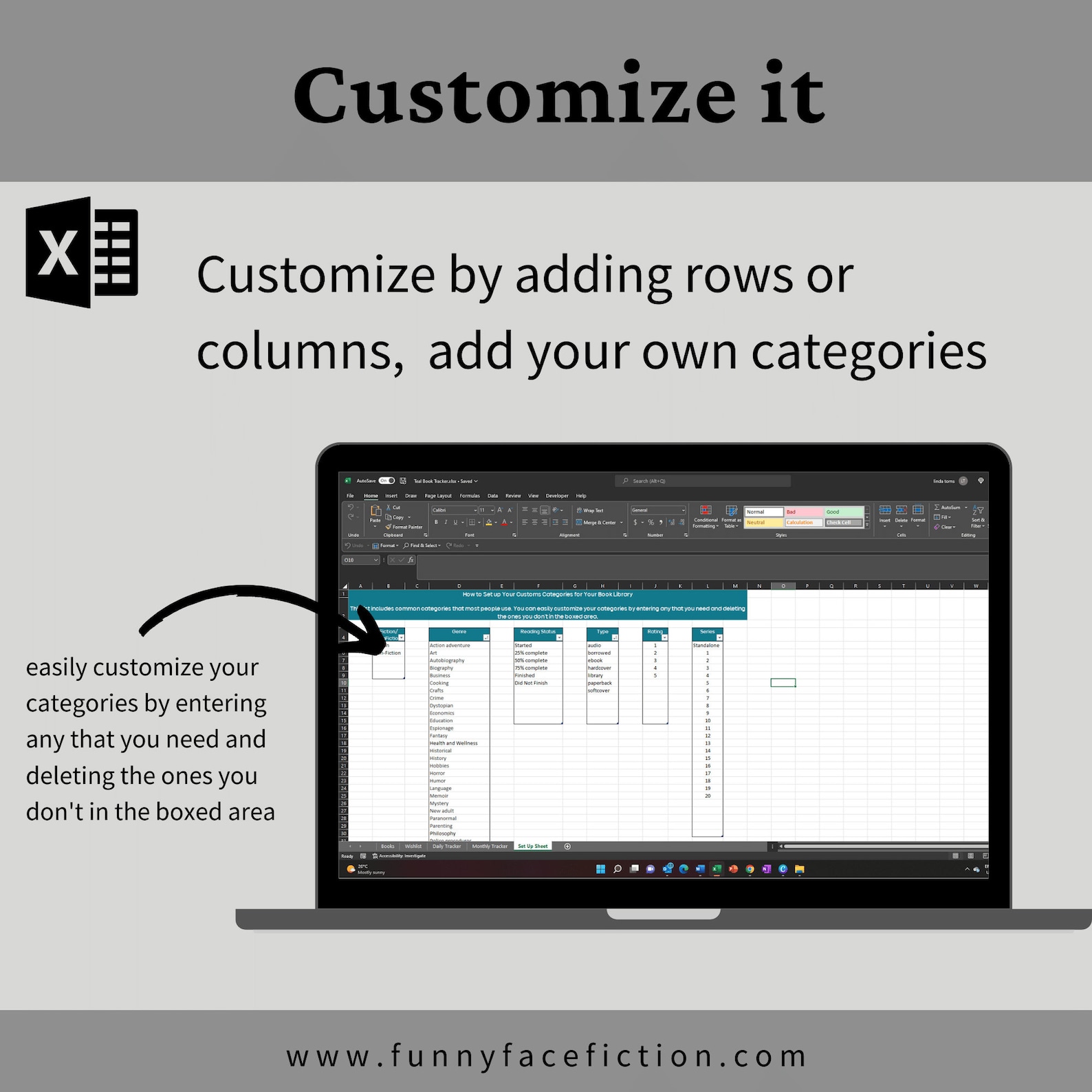 Excel Lab Book Layout Excel Book Library Template: Reading Log & Book Inventory (digital ...